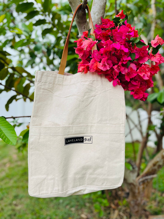 Front Pocket & Leather Straps Tote Bags