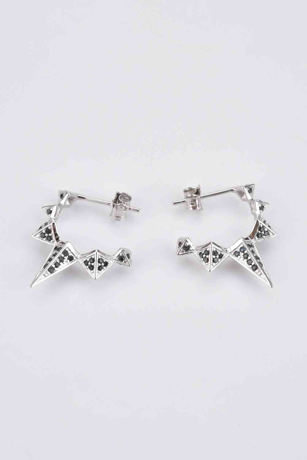 Geometric Zircon Decor 925 Sterling Silver Earrings