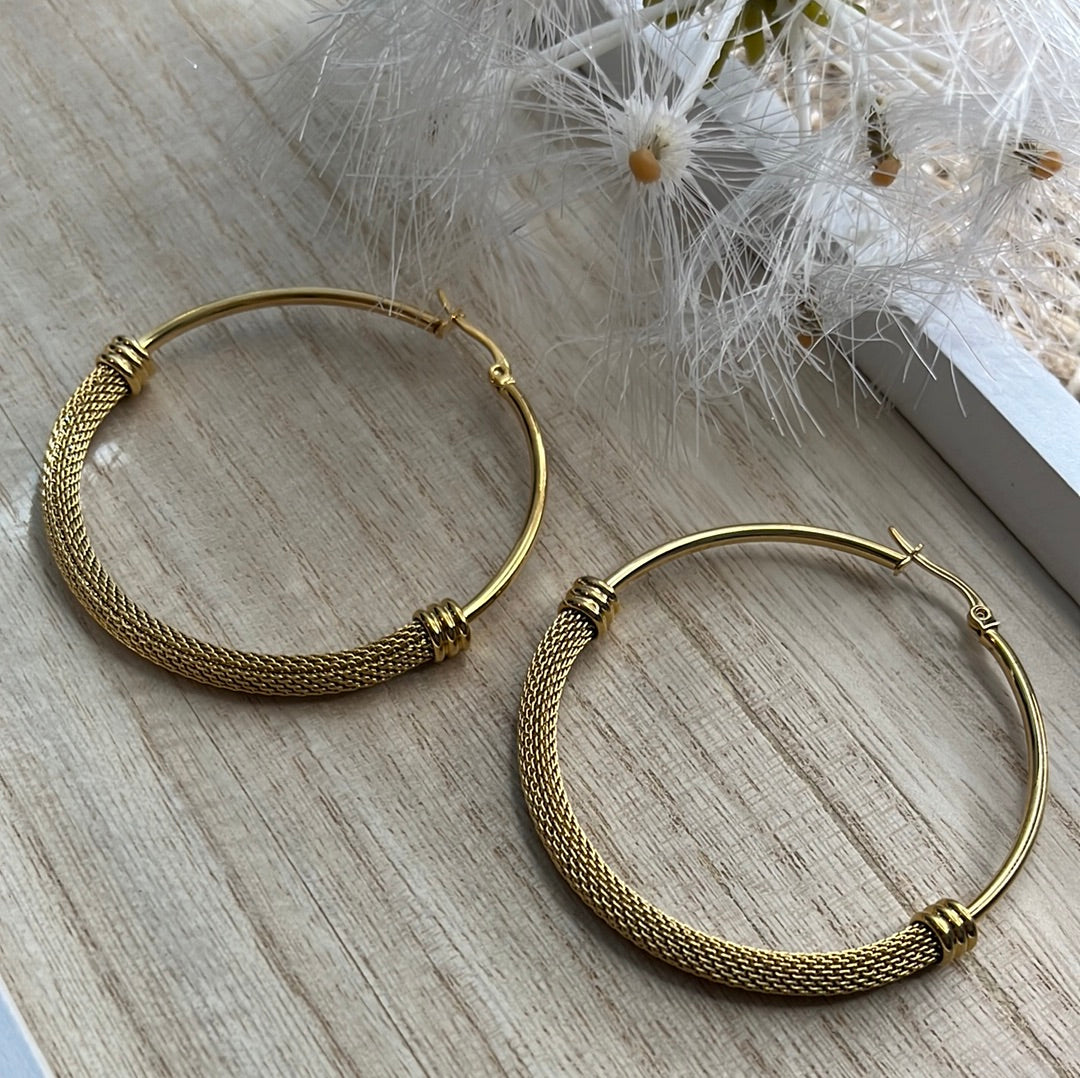 Large Stainless Steel Gold Plated Hoops